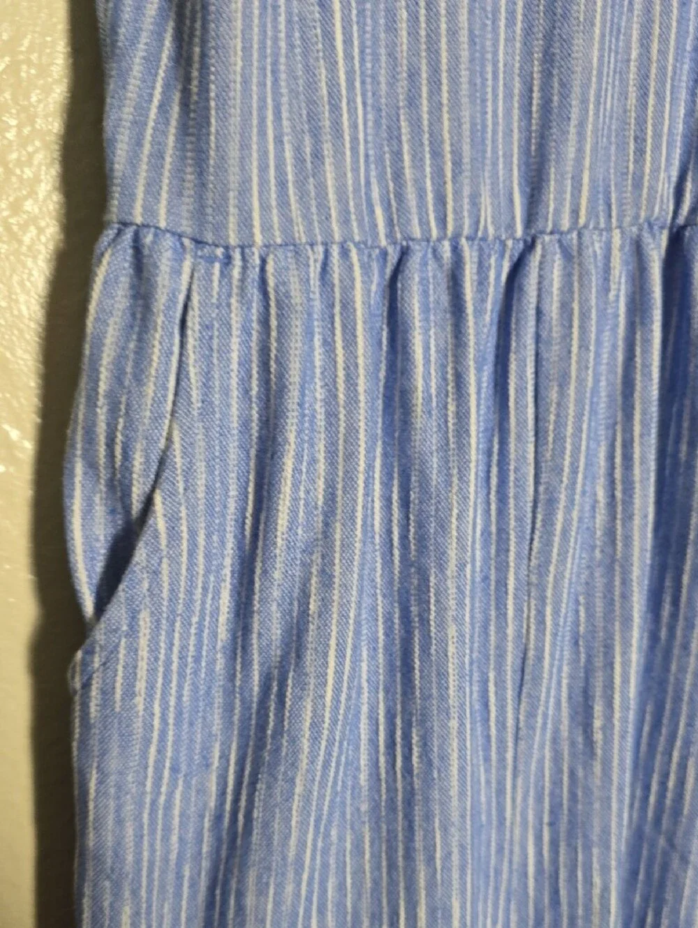 Cat & Jack Blue and White Striped Ruffle Strap Jumpsuit